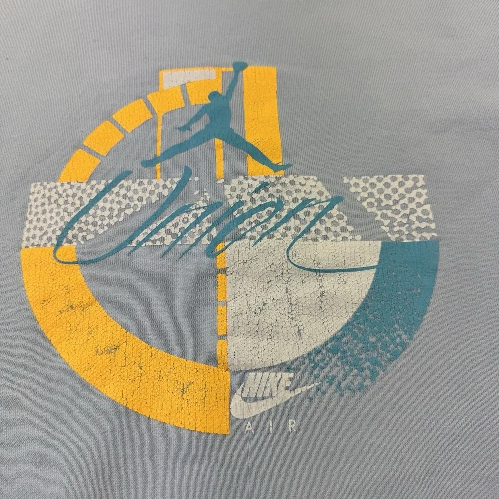 Jordan X Union‎ Blue Graphic Heavy Cotton Crewneck Size Large Tall